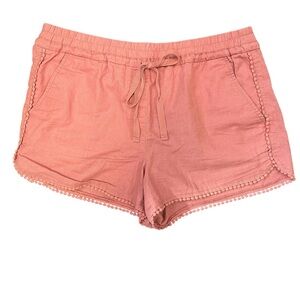 LOFT salmon pink linen blend running short with drawstring waist Medium